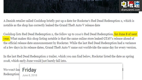 《荒野大鏢客:救贖2》發(fā)售時間為6月8日？這個劇透來得有點突然 救贖2 荒野大嫖客 XboxOne PS4 電玩迷資訊  第1張