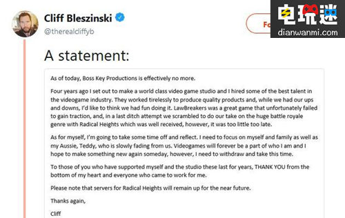 BossKey工作室解散丨《戰(zhàn)爭(zhēng)機(jī)器》之父退出游戲圈 BossKey 戰(zhàn)爭(zhēng)機(jī)器 電玩迷資訊 第1張 BossKey工作室解散丨《戰(zhàn)爭(zhēng)機(jī)器》之父退出游戲圈 BossKey 戰(zhàn)爭(zhēng)機(jī)器 電玩迷資訊 第1張