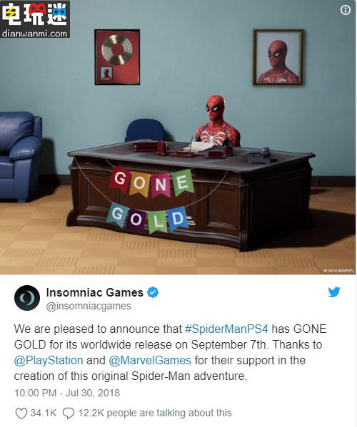 Insomniac在推特宣布PS4《蜘蛛俠》已經(jīng)進(jìn)場(chǎng)壓盤 將于9月發(fā)售 PS4 蜘蛛俠 電玩迷資訊  第1張
