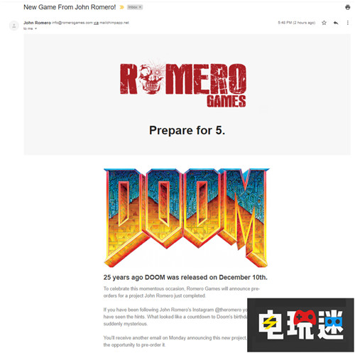 《毀滅戰(zhàn)士5》不遠(yuǎn)了?制作人12月10日公布新作 毀滅戰(zhàn)士5 約翰.羅梅洛 DOOM 毀滅戰(zhàn)士 電玩迷資訊  第1張