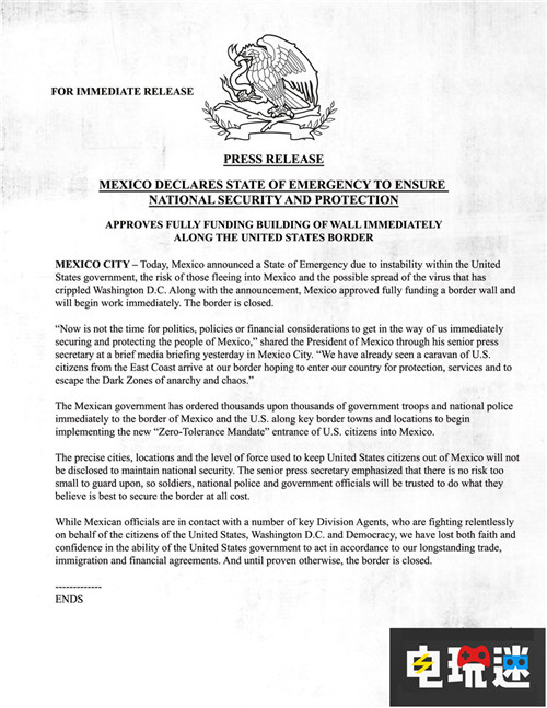 育碧不長教訓《全境封鎖2》調(diào)侃美墨修墻 育碧 全境封鎖2 電玩迷資訊 第2張 育碧不長教訓《全境封鎖2》調(diào)侃美墨修墻 育碧 全境封鎖2 電玩迷資訊 第2張