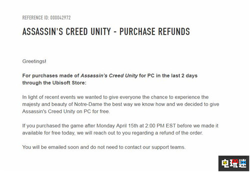 育碧將為巴黎圣母院失火后購買《刺客信條：大革命》玩家退款 巴黎圣母院 育碧 刺客信條：大革命 刺客信條 電玩迷資訊  第3張