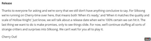 《空洞騎士:綢緞之歌》團(tuán)隊(duì)稱達(dá)到前作水準(zhǔn)才會(huì)公開發(fā)售日 Team Cherry 空洞騎士:綢緞之歌 空洞騎士 電玩迷資訊 第2張 《空洞騎士:綢緞之歌》團(tuán)隊(duì)稱達(dá)到前作水準(zhǔn)才會(huì)公開發(fā)售日 Team Cherry 空洞騎士:綢緞之歌 空洞騎士 電玩迷資訊 第2張