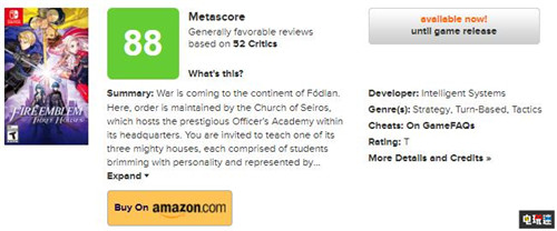 《火焰紋章;風(fēng)花雪月》評(píng)分解禁 MC平均88分以上 火焰之紋章：風(fēng)花雪月 火焰紋章 火焰紋章：風(fēng)花雪月 任天堂 Switch 任天堂SWITCH  第1張