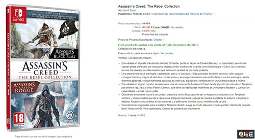 NS《刺客信條:叛逆者合集》實(shí)體版將采用半實(shí)體半下載形式 育碧 Switch 刺客信條:叛變 刺客信條:黑旗 刺客信條:叛逆者合集 任天堂SWITCH 第2張 NS《刺客信條:叛逆者合集》實(shí)體版將采用半實(shí)體半下載形式 育碧 Switch 刺客信條:叛變 刺客信條:黑旗 刺客信條:叛逆者合集 任天堂SWITCH 第2張