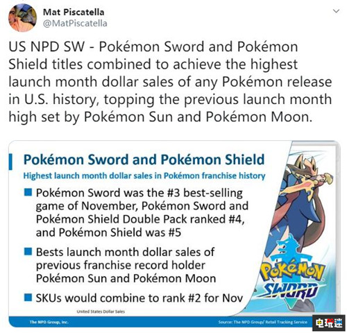 《寶可夢：劍盾》成為美國《寶可夢》系列首月最暢銷之作 銷量 NPD Switch 寶可夢：劍盾 任天堂SWITCH  第2張