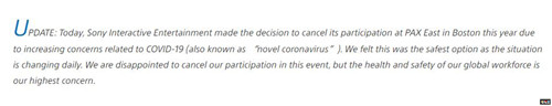 由于肺炎索尼宣布缺席PAX West展會(huì) 《最后生還者2》試玩泡湯 仁王2 最終幻想7：重制版 毀滅戰(zhàn)士：永恒 索尼 PAX West 索尼PS  第2張
