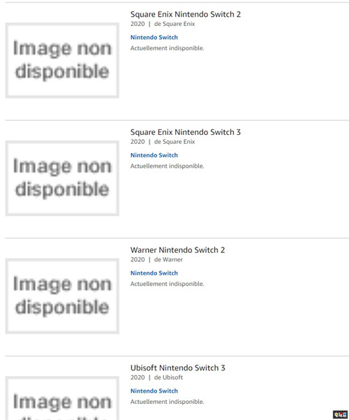 法國(guó)亞馬遜泄露多款Switch第三方游戲占位符 第三方 法國(guó)亞馬遜 Switch 任天堂SWITCH  第2張