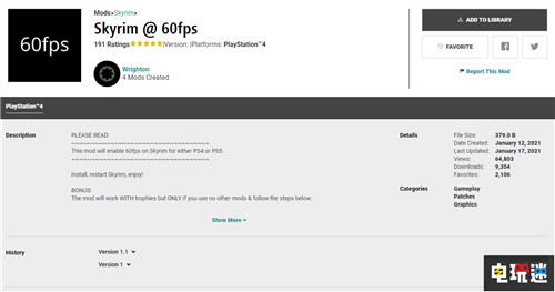 PS4/PS5《上古卷軸5特別版》新MOD支持60幀畫面與獎杯 mod 老滾5 PS5 PS4 上古卷軸5：天際 特別版 索尼PS  第2張