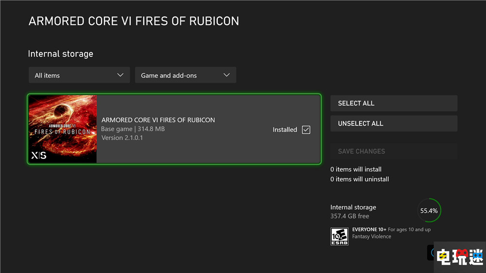 微軟商城《裝甲核心6》數(shù)據(jù)更新 機(jī)甲游戲 微軟 境界天火 裝甲核心6 微軟XBOX  第2張