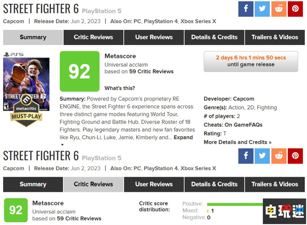 《街頭霸王6》MTC總分：92分 創(chuàng)新兼顧新老玩家 游戲評(píng)分 卡普空 格斗游戲 街霸6 街頭霸王6 電玩迷資訊  第2張