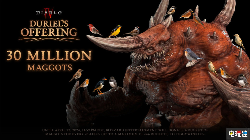 雞皮疙瘩整活：暴雪為動物醫(yī)院籌集三千萬蛆蟲幫助鳥類 都瑞爾 戰(zhàn)網(wǎng) ARPG 暗黑破壞神4 暴雪 電玩迷資訊  第1張