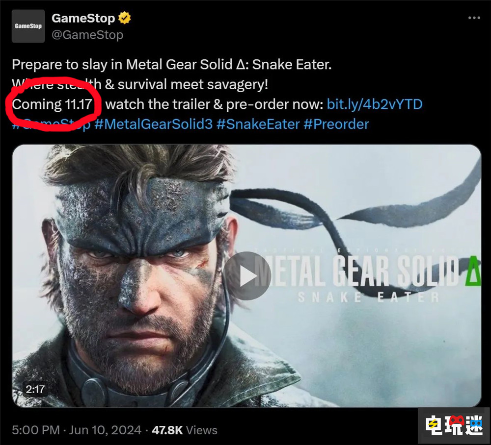 零售商泄露《合金裝備Δ:食蛇者》或于11月17日發(fā)售 GameStop PC游戲 Xbox游戲 PS5游戲 潛行游戲 科樂美 合金裝備Δ:食蛇者 電玩迷資訊 第2張 零售商泄露《合金裝備Δ:食蛇者》或于11月17日發(fā)售 GameStop PC游戲 Xbox游戲 PS5游戲 潛行游戲 科樂美 合金裝備Δ:食蛇者 電玩迷資訊 第2張