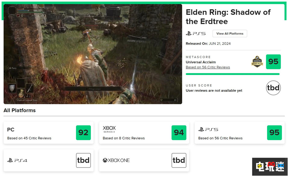 《艾爾登法環(huán):黃金樹(shù)幽影》MTC:95分 最高分的DLC 游戲評(píng)分 DLC 黃金樹(shù)幽影 艾爾登法環(huán) 電玩迷資訊 第2張 《艾爾登法環(huán):黃金樹(shù)幽影》MTC:95分 最高分的DLC 游戲評(píng)分 DLC 黃金樹(shù)幽影 艾爾登法環(huán) 電玩迷資訊 第2張