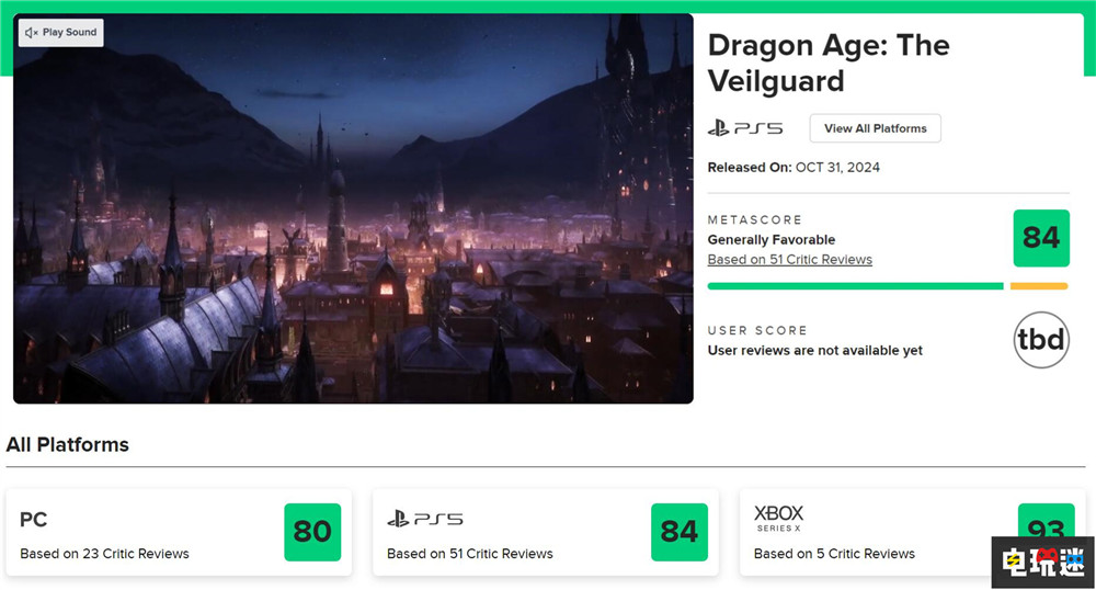 《龍騰世紀(jì)：影障守護(hù)者》MTC評分解鎖：三平臺平均85分 游戲評分 RPG BioWare EA 影障守護(hù)者 龍騰世紀(jì) 電玩迷資訊  第2張