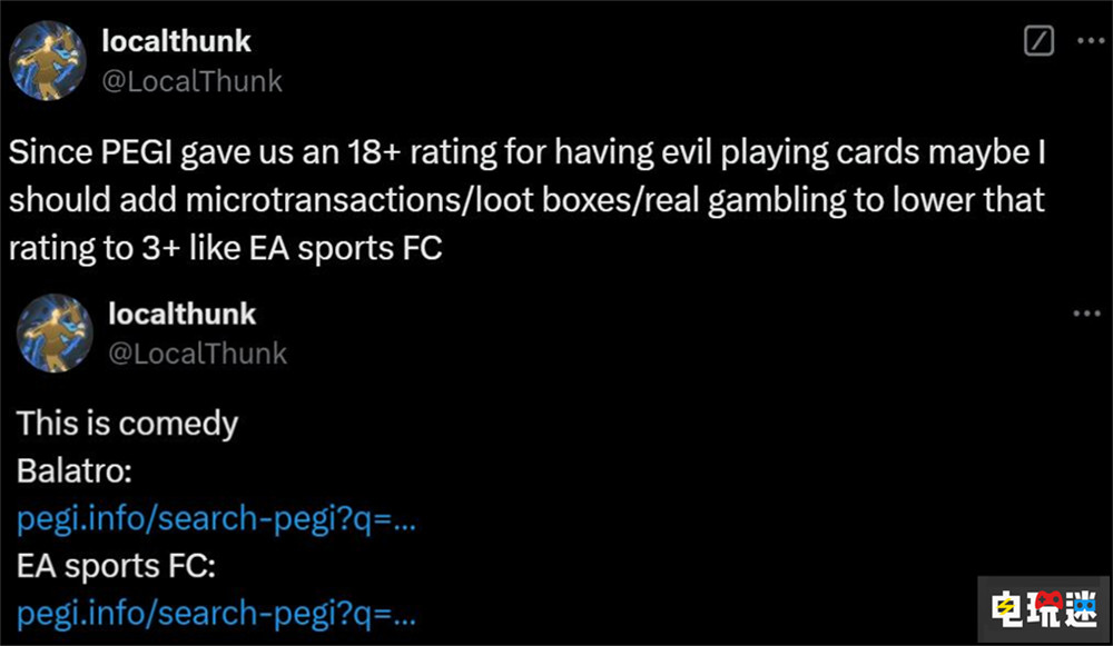 《小丑牌》作者批評PEGI評級“雙標”：買斷限成人 開箱適合小孩？ 買斷制 游戲開箱 游戲評級 PEGI 小丑牌 電玩迷資訊  第2張