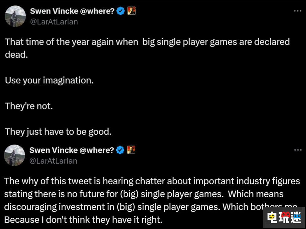 《博德之門3》開發(fā)商老大駁斥“單機(jī)已死”:好玩最重要 單機(jī)游戲 拉瑞安工作室 博德之門3 電玩迷資訊 第2張 《博德之門3》開發(fā)商老大駁斥“單機(jī)已死”:好玩最重要 單機(jī)游戲 拉瑞安工作室 博德之門3 電玩迷資訊 第2張