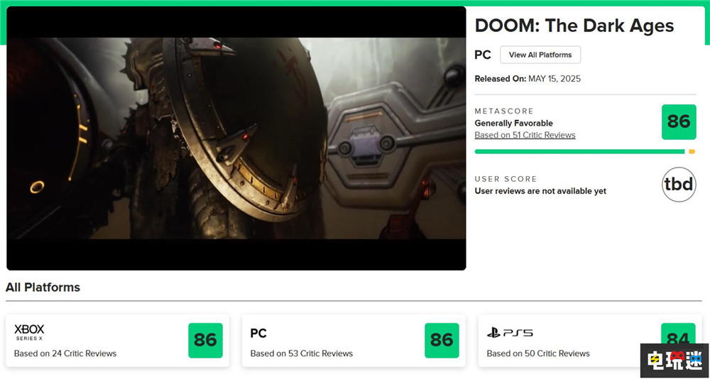 《毀滅戰(zhàn)士：黑暗時(shí)代》MTC綜分：85分 手撕惡魔依舊爽快 微軟 Xbox 游戲評(píng)分.FPS DOOM 黑暗時(shí)代 毀滅戰(zhàn)士 電玩迷資訊  第2張