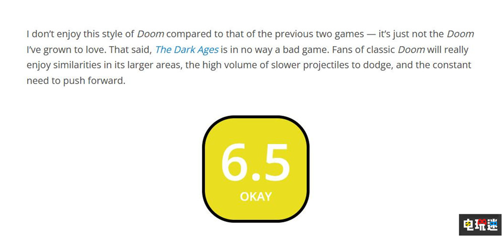 《毀滅戰(zhàn)士：黑暗時(shí)代》MTC綜分：85分 手撕惡魔依舊爽快 微軟 Xbox 游戲評(píng)分.FPS DOOM 黑暗時(shí)代 毀滅戰(zhàn)士 電玩迷資訊  第7張