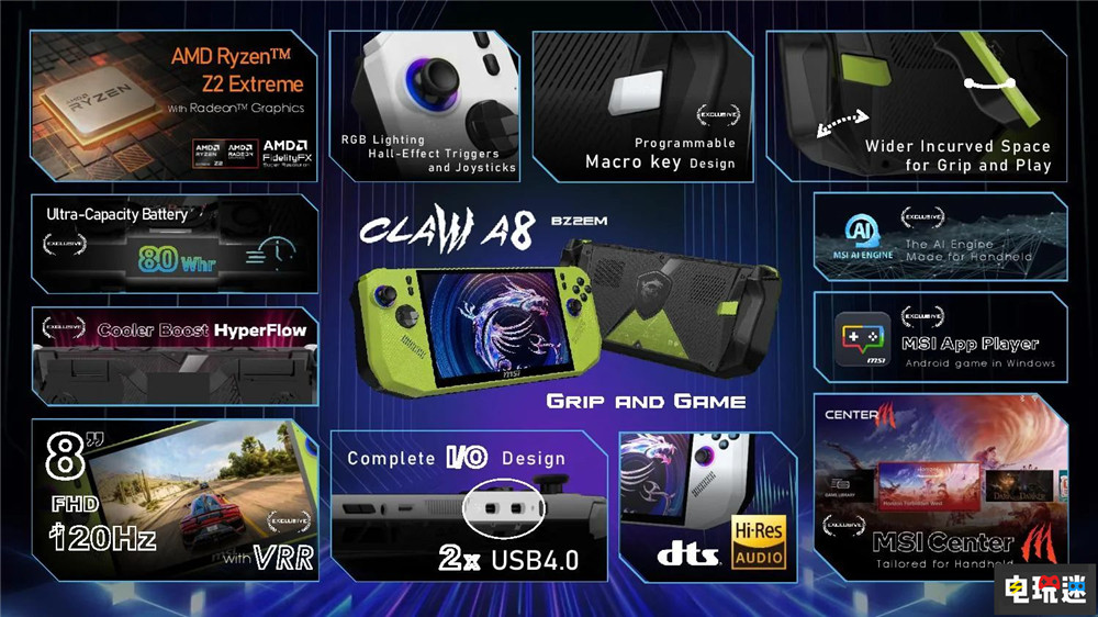 微星公開AMD銳龍Z2芯片游戲掌機(jī)Claw A8 BZ2EM PC游戲 掌機(jī) Claw A8 BZ2EM 銳龍Z2 AMD 微星 掌機(jī)  第2張