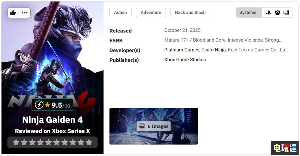 《忍者龍劍傳4》MTC:83分 爽快高速戰(zhàn)斗回歸 Metacritic MTC 游戲評分 白金工作室 光榮特庫摩 動作游戲 忍者龍劍傳4 電玩迷資訊 第3張 《忍者龍劍傳4》MTC:83分 爽快高速戰(zhàn)斗回歸 Metacritic MTC 游戲評分 白金工作室 光榮特庫摩 動作游戲 忍者龍劍傳4 電玩迷資訊 第3張